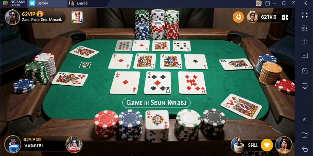Tampilan seru gameplay Gaple di aplikasi 62VIP.