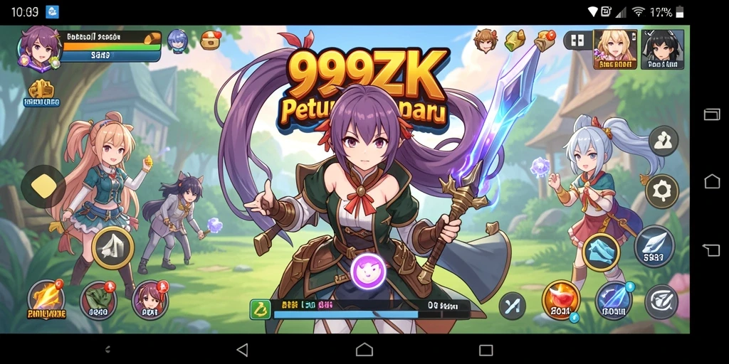 Tangkapan layar gameplay <strong>999ZK</strong> yang sangat mengasyikkan dengan karakter anime.