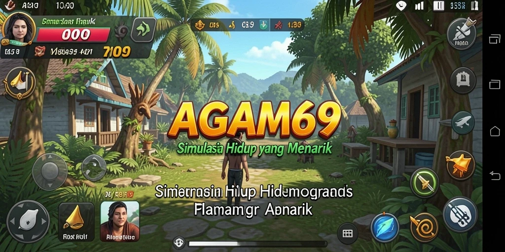 Screenshot gameplay AGAM69 menunjukkan dunia simulasi yang kaya dan menarik.