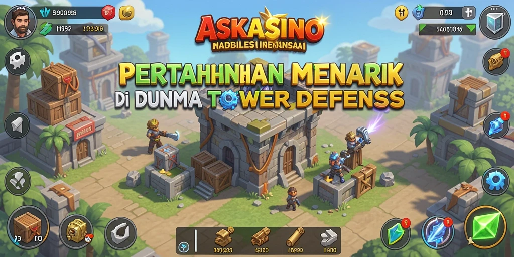 Screenshot gameplay ASKASINO menunjukkan strategi Tower Defense yang menarik.