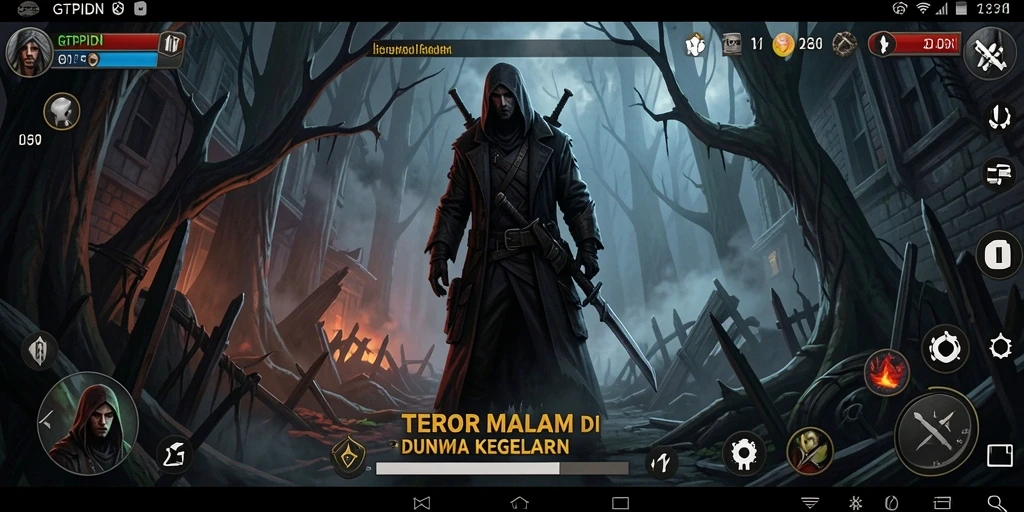 Tampilan gameplay menyeramkan dari GTPIDN yang menampilkan suasana kelam.