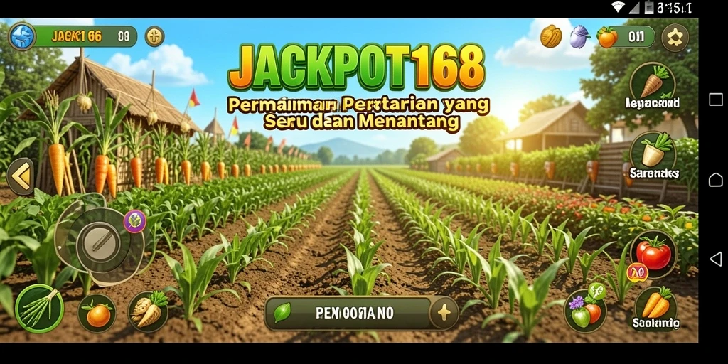 Tangkapan layar JACKPOT168 menampilkan pengalaman bertani yang menyenangkan dan interaktif.