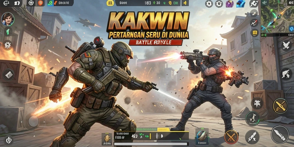 Tampilan gameplay KAKWIN yang menegangkan dalam pertempuran Battle Royale.