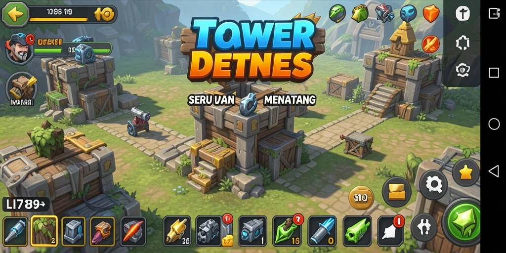 Gameplay menantang Tower Defense di LI789 yang seru.