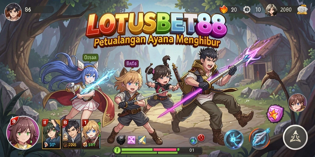 Tampilan gameplay LOTUSBET88 yang penuh aksi dan karakter Anime.