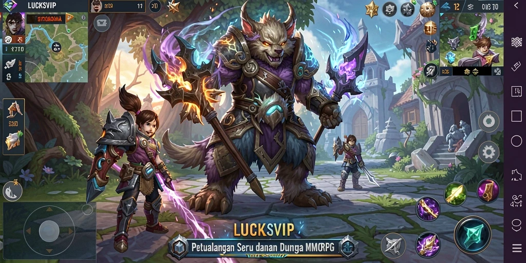 Tangkapan layar dari gameplay menarik LUCKSVIP yang menunjukkan aksi petualangan MMORPG.