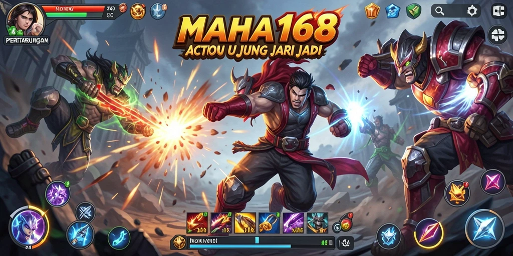 Tampilan seru dari gameplay action di MAHA168 dengan berbagai pertarungan intens.
