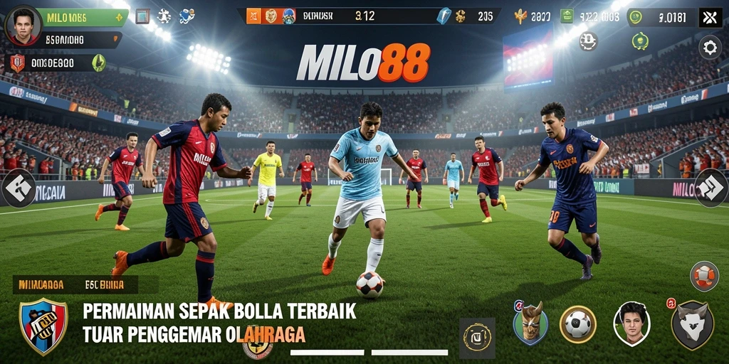 Tampilan gameplay dinamis dari MILO88 yang penuh aksi sepak bola.