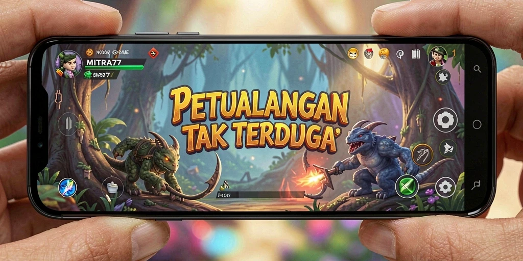 Screenshot gameplay MITRA77 memperlihatkan aksi petualangan penuh warna.