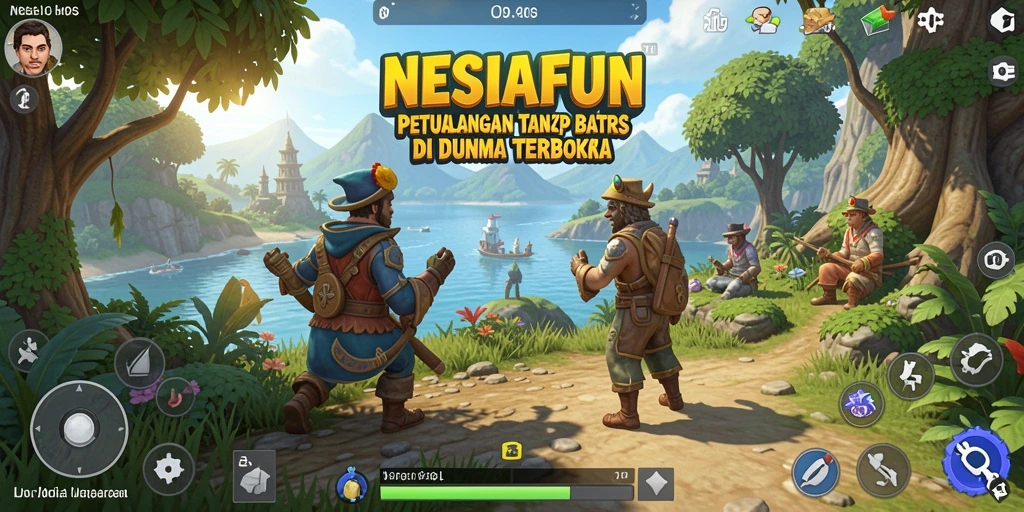 Tangkapan layar gameplay NESIAFUN yang menampilkan dunia terbuka yang luas.