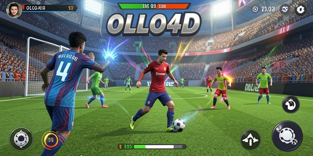 Tangkapan layar utama OLLO4D menampilkan gameplay yang intens dan seru.