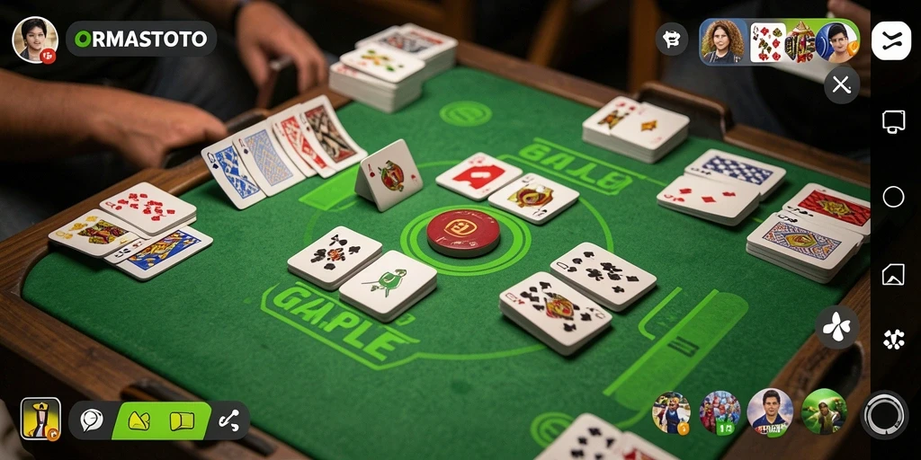 Tangkapan layar gameplay ORMASTOTO yang menampilkan suasana bermain Gaple.