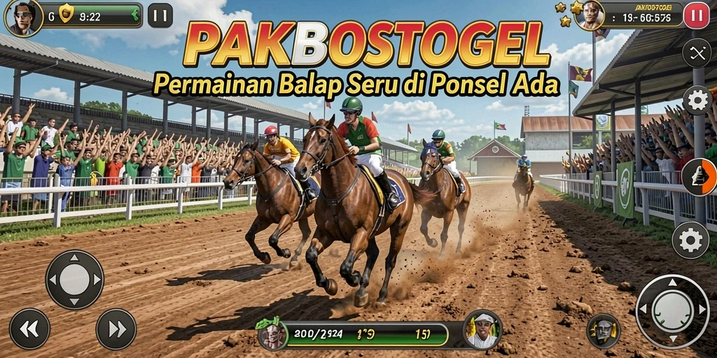 Screenshot gameplay PAKBOSTOGEL dengan aksi balap yang mendebarkan.