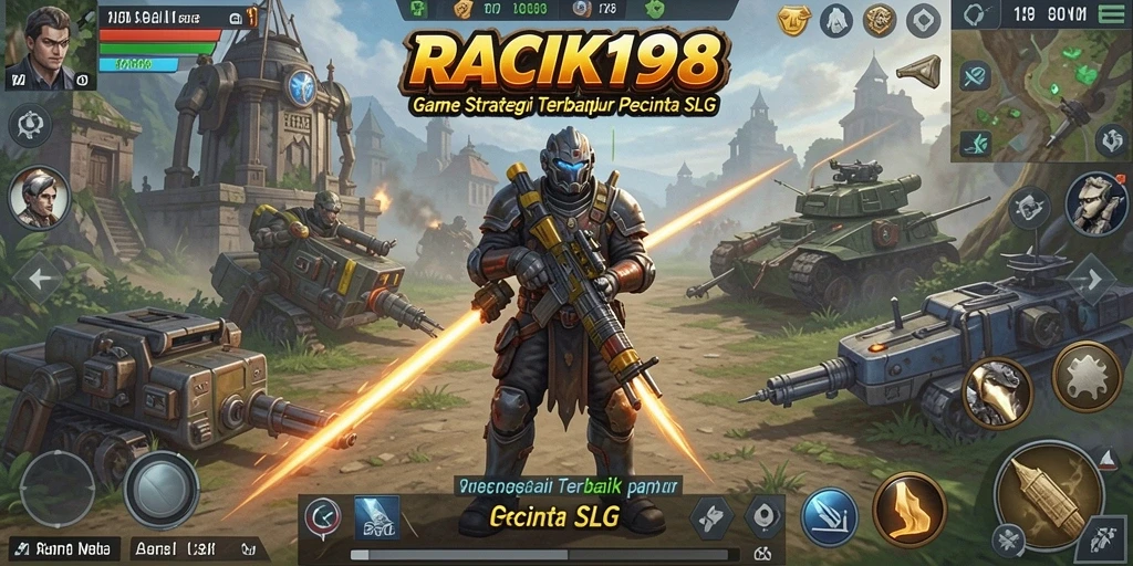 Menampilkan gameplay seru dari RACIK198 dengan strategi membangun kerajaan.