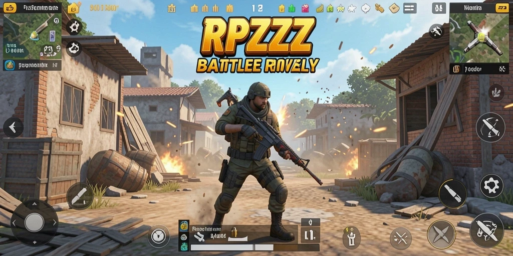 Screenshot utama RPZZZ menampilkan aksi pertempuran seru dalam gameplay Battle Royale.