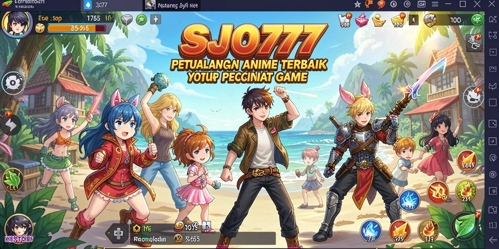 Tampilan dinamis dari gameplay SJO777 dengan karakter Anime yang menonjol.