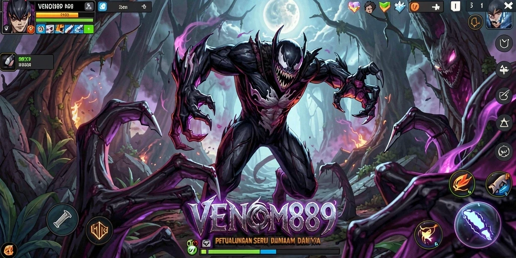 Tangkapan layar yang menampilkan aksi seru dalam VENOM889.